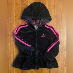 2/$12 Like new !! Velour Adidas black zip up